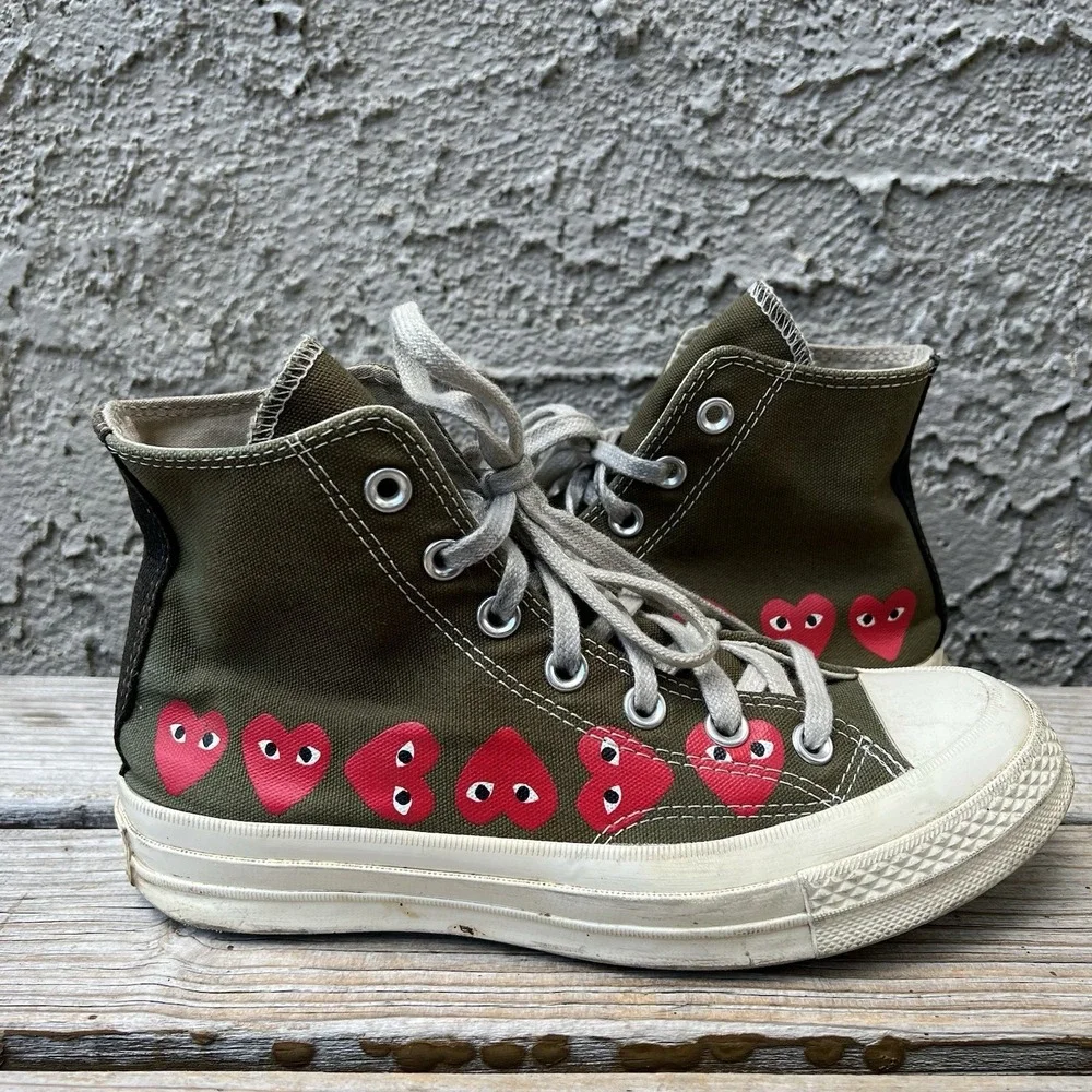 Converse Shoes Women Size 7 Comme Des Garcons Play Green High Top Chuck 70 Heart